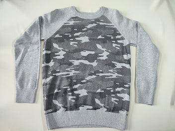 Pull col rond gris/camouflage gris