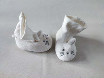 Chaussons blancs velours lapins