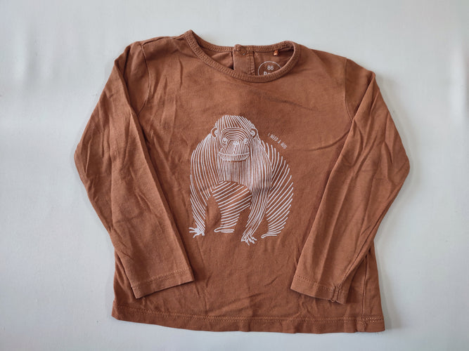 T-shirt m.l brun gorille "I need a hug", moins cher chez Petit Kiwi