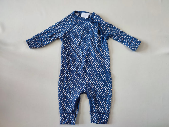 Pyjama jersey bleu foncé gouttes blanches/roses, moins cher chez Petit Kiwi