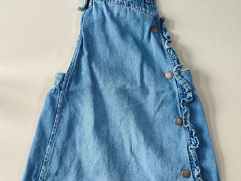 Robe salopette jeans froufrou boutons pressions
