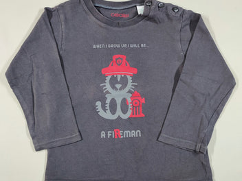 T-shirt m.l gris foncé lion pompier 