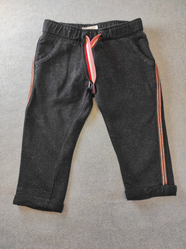 Jegging noir avec fines paillettes bandes sur le côté rose pailleté, moins cher chez Petit Kiwi