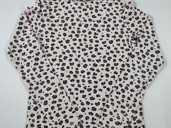 T-shirt m.l col roulé beige imprimé léopard
