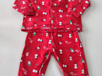 Pyjama 2 pcs flanelle rouge motifs Noël 