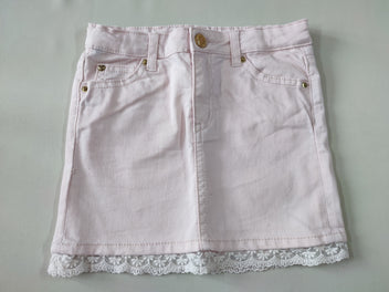 Jupe jeans rose clair broderie
