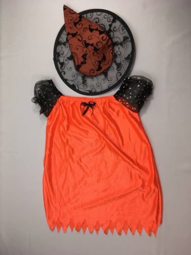 Déguisement robe sorcière orange + chapeau, 4-6a, moins cher chez Petit Kiwi
