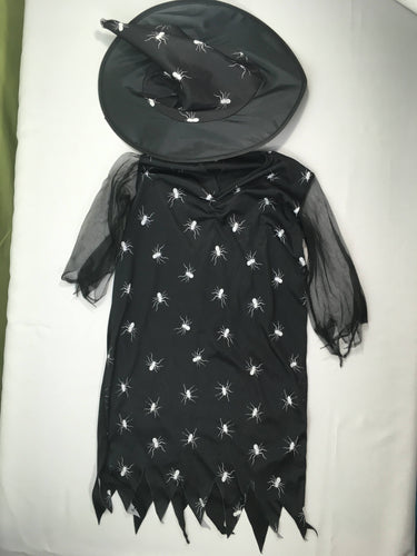 Déguisement robe sorcière noire araignées + chapeau, moins cher chez Petit Kiwi