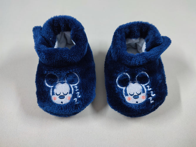 Chaussons velours bleu foncé "Mickey", moins cher chez Petit Kiwi
