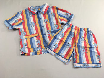 Pyjashort 2pcs coton rayé multicolore chiens
