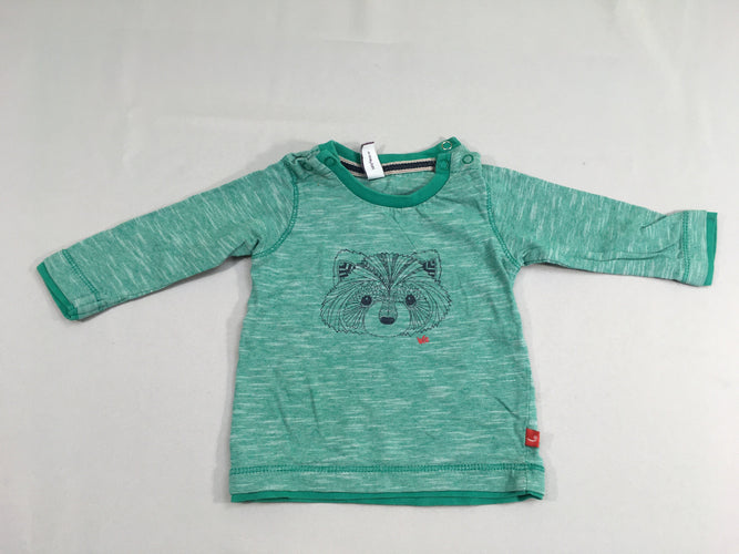 T-shirt m.l vert rayé loup, moins cher chez Petit Kiwi