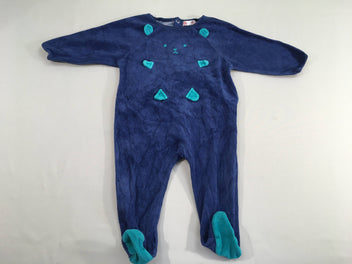 Pyjama velours bleu ours oreilles