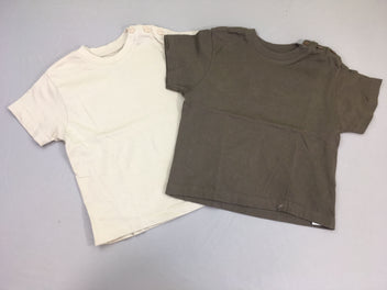 Lot de 2 t-shirts m.c beige/brun