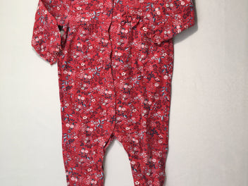 Pyjama jersey rouge fleurs col