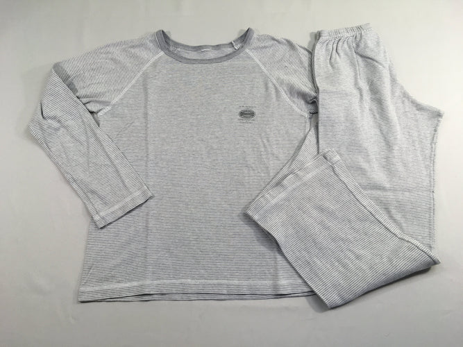 Pyjama 2pcs jersey gris rayé blanc, moins cher chez Petit Kiwi