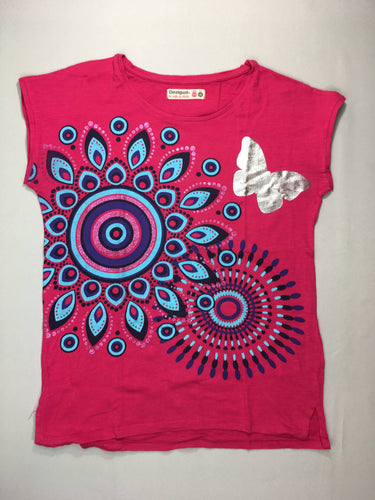 T-shirt m.c rose flammé fleur papillon, moins cher chez Petit Kiwi