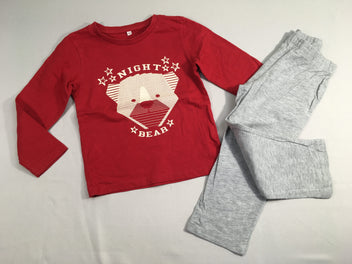Pyjama 2pcs jersey rouge-gris Bear