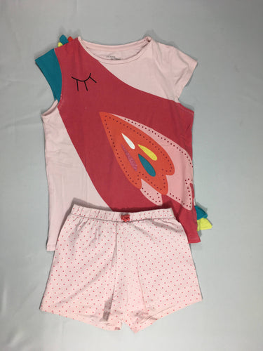 Pyjashort 2pcs jersey rose oiseaux, légèrement décoloré, moins cher chez Petit Kiwi
