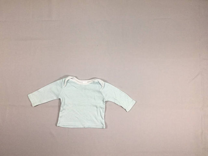 T-shirt m.l blanc rayé turquoise, moins cher chez Petit Kiwi