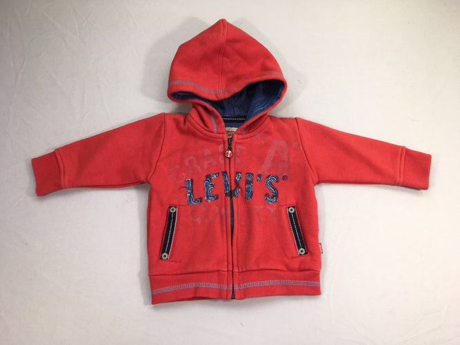 Sweat zippé à capuche rouge Levi's, moins cher chez Petit Kiwi
