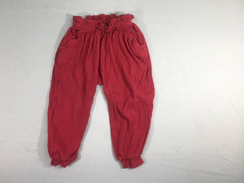 Pantalon fluide rouge taille et chevilles élastiques