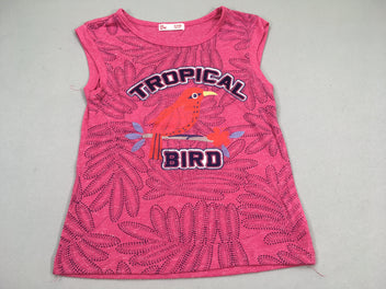 T-shirt m.c rose oiseau tropical, légèrement bouloché