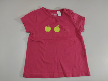T-shirt m.c rose , pommes jaunes pailletées