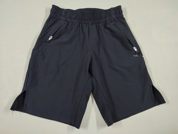 Short de sport noir poches zippées (pas d'étiquette, taille estimée)