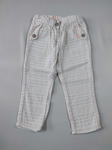 Pantalon à carreaux blanc cassé/beige clair, moins cher chez Petit Kiwi