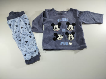 Pyjama 2pcs velours bleu Mickey
