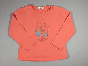 T-shirt m.l rose-corail - lapins - petites taches discrètes