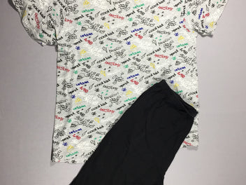 Pyjashort 2pcs jersey T-shirt m.c gris écriture BD + Short noir