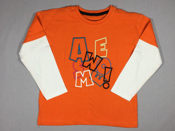 T-shirt m.l orange manches blanches