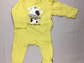 Pyjama jersey jaune vache, légèrement bouloché