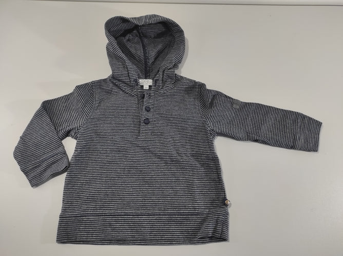 T-shirt m.l à capuche rayé gris-noir, moins cher chez Petit Kiwi