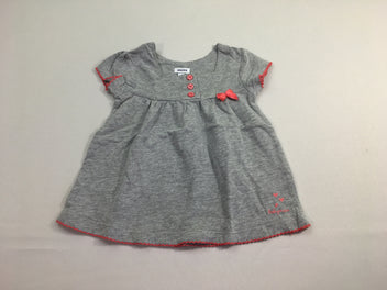 Robe m.c gris chiné boutons noeud