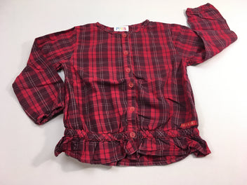 Blouse m.l à carreaux roses/mauves boutonnée , dessous élastique.