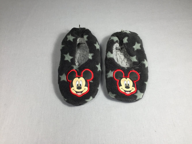 Pantoufles Disney en pilou gris foncé - étoiles - Mickey - pointure estimée 27/28, moins cher chez Petit Kiwi