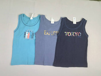 Lot de 3 chemisettes s.m bleu foncé Tokyo/bleu/turquoise