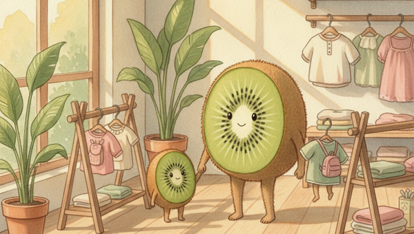 Maman Kiwi et son tout-petit préparent la première rentrée en maternelle avec des vêtements d'occasion chez Petit Kiwi à Eghezée