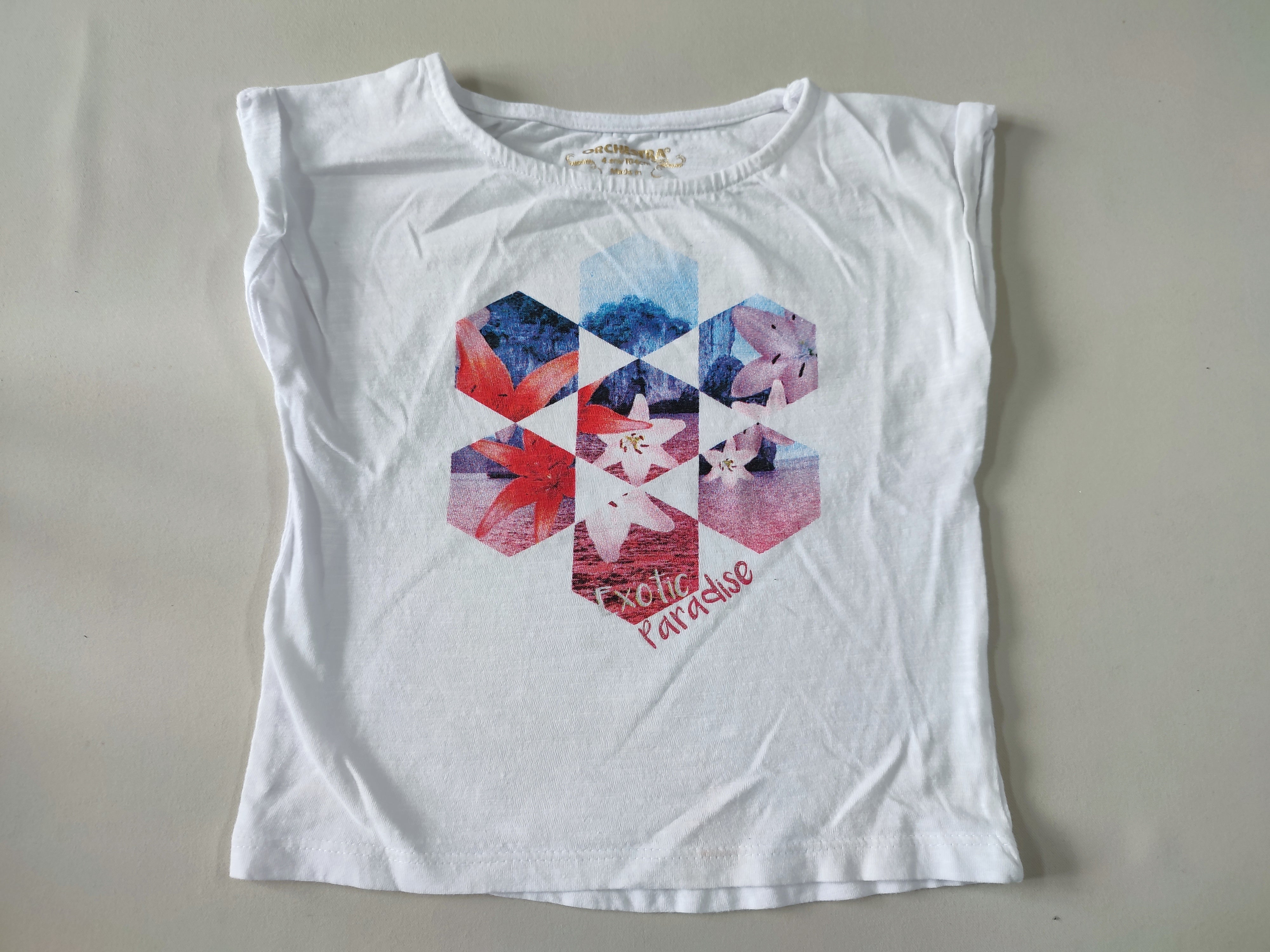 T-shirt s.m blanc fleurs 