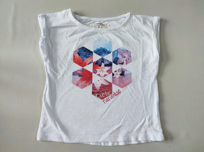 T-shirt s.m blanc fleurs "Exotic paradise", moins cher chez Petit Kiwi