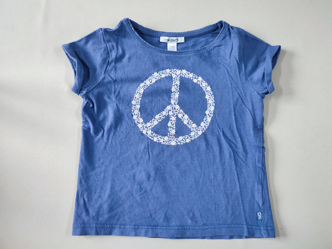 T-shirt m.c bleu peace and love à fleurs, moins cher chez Petit Kiwi