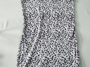 Robe de grossesse m.c jersey blanche à motifs gris/noir/rose