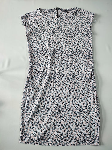 Robe de grossesse m.c jersey blanche à motifs gris/noir/rose, moins cher chez Petit Kiwi