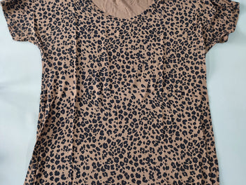 T-shirt de grossesse m.c brune motif léopard, Supermom