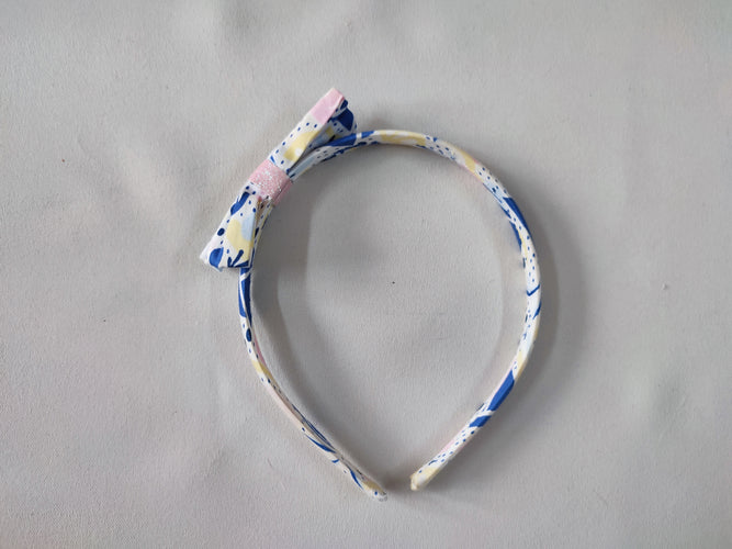 Serre-tête blanc/bleu/rose/jaune avec noeud, moins cher chez Petit Kiwi
