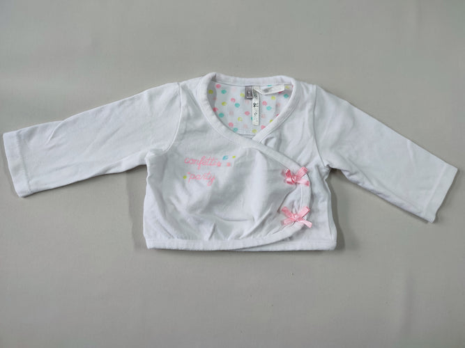 T-shirt m.l croisé blanc noeuds roses "Confettis party", moins cher chez Petit Kiwi