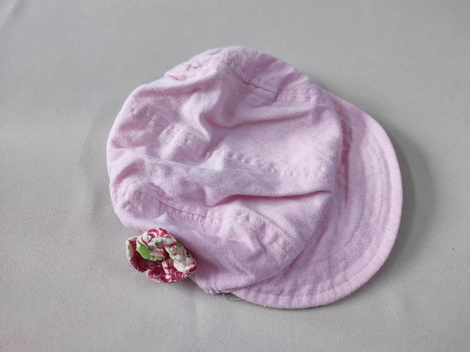 Casquette rose claire fleur en tissu, moins cher chez Petit Kiwi