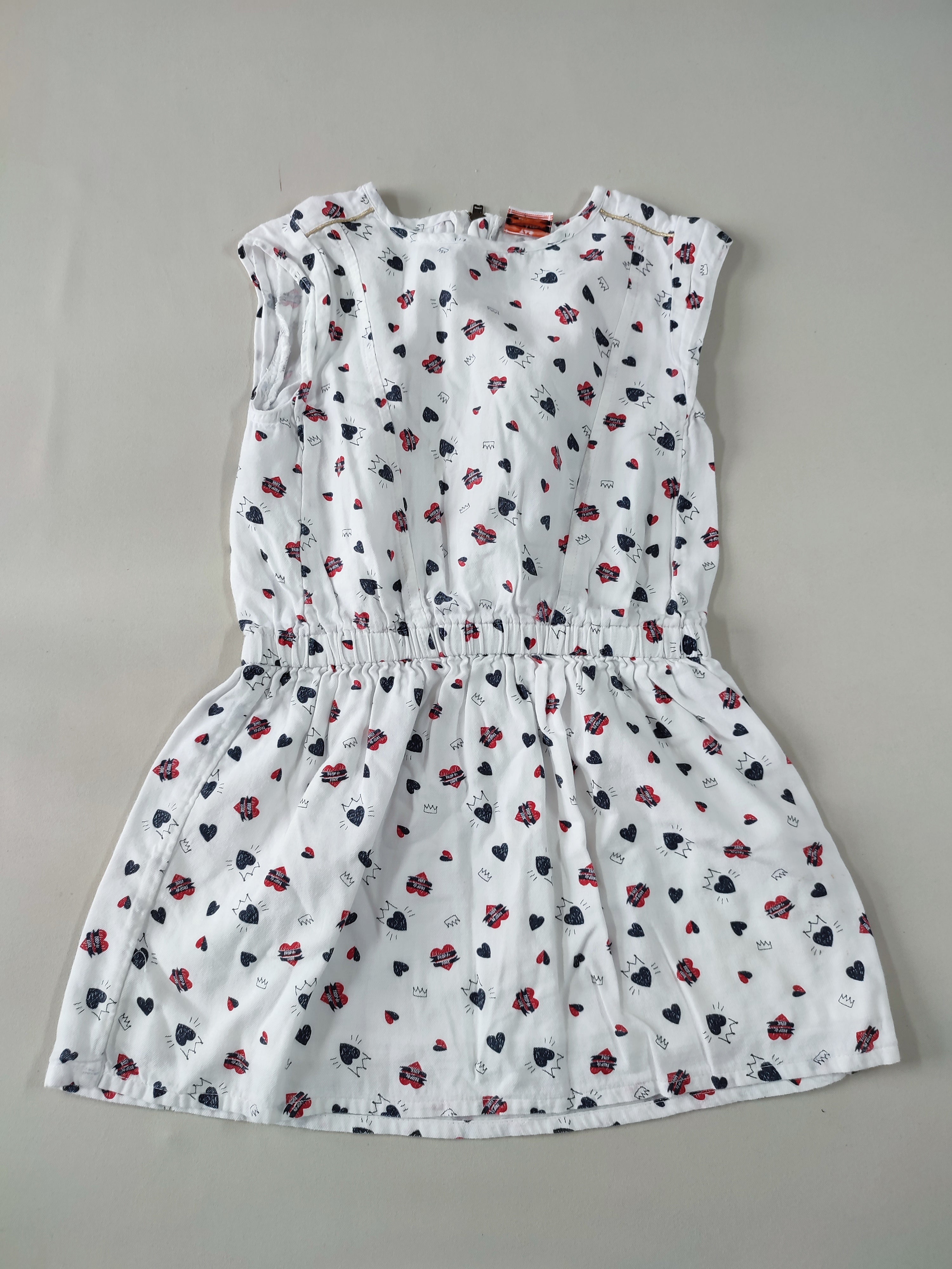 Robe m.c blanche coeurs noirs/rouges